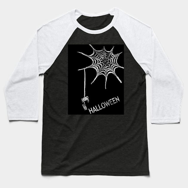 Silver Spider Happy Halloween Baseball T-Shirt by TheOtherArt